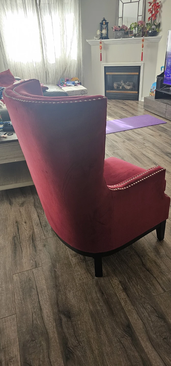 Velvet Wingback Accent Chair - photo 4