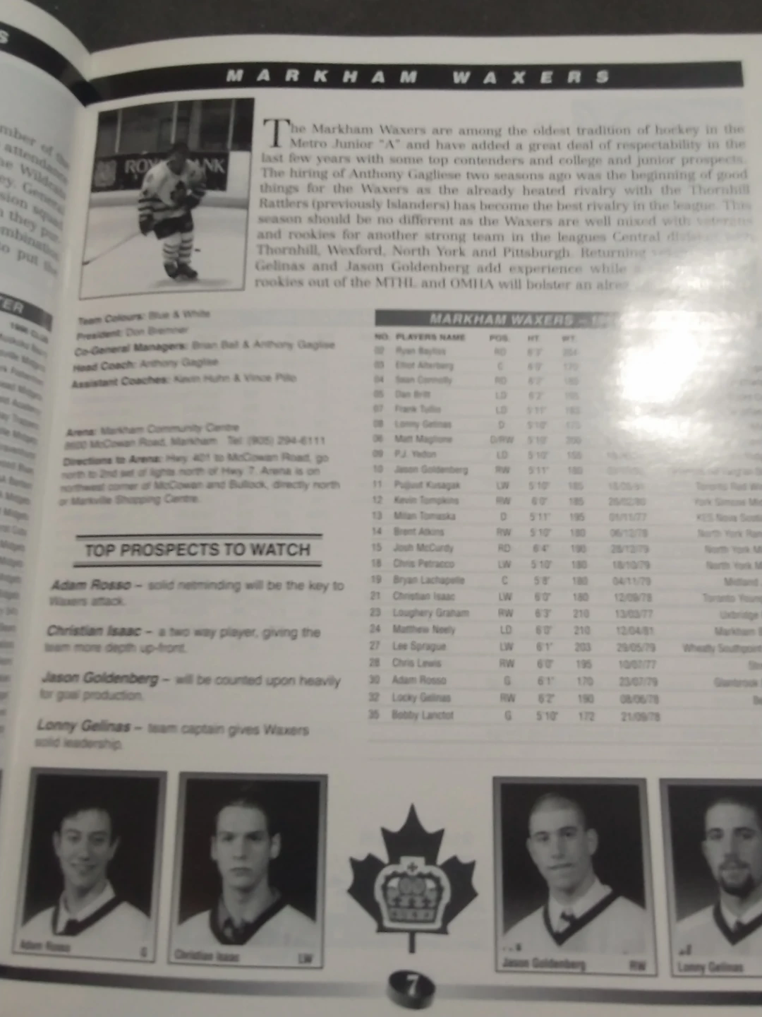 Rare Metro Junior "A" 1997-1998 Yearbook - photo 4