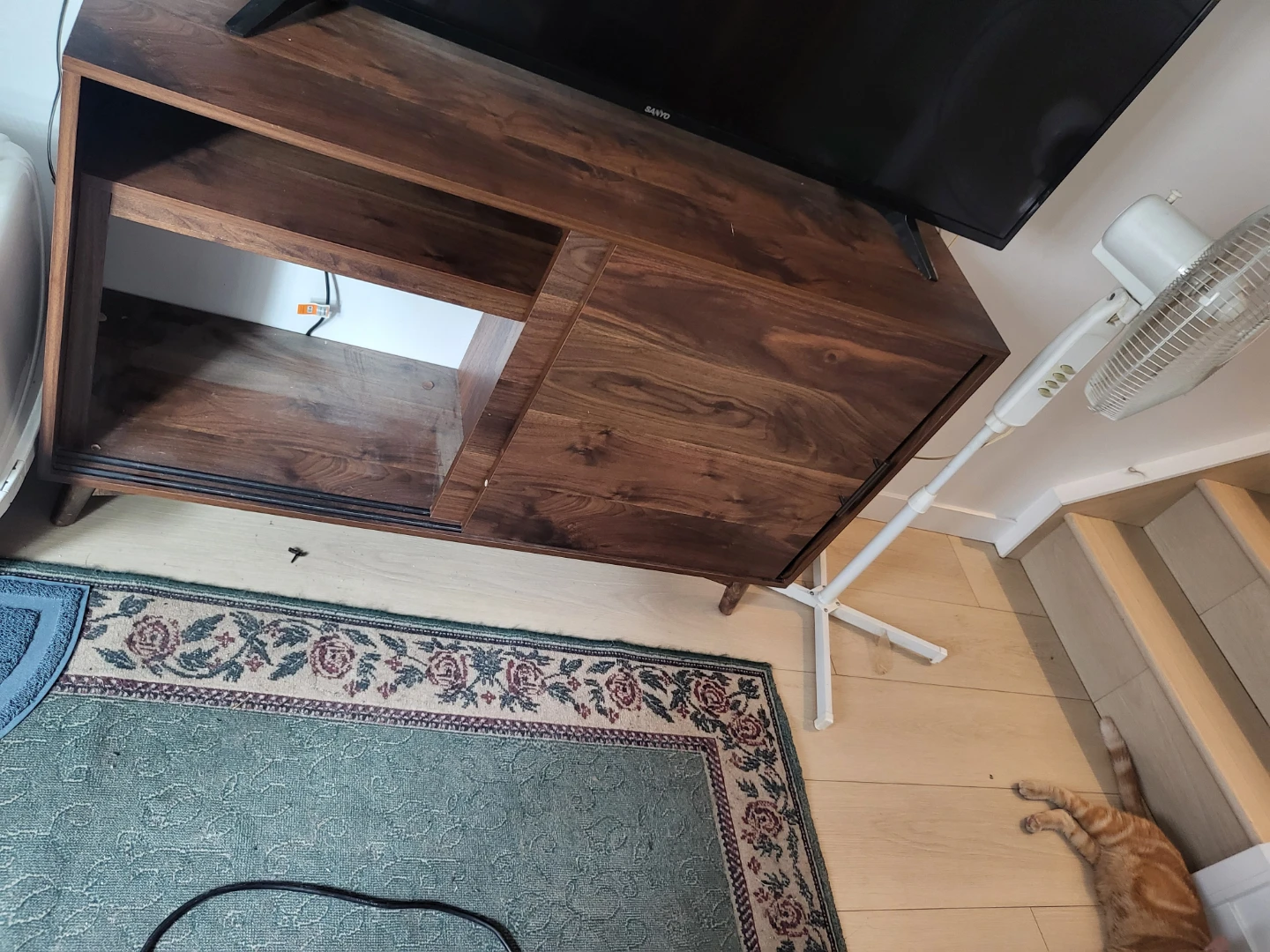 Wooden TV Stand with Electric Fireplace - photo 2