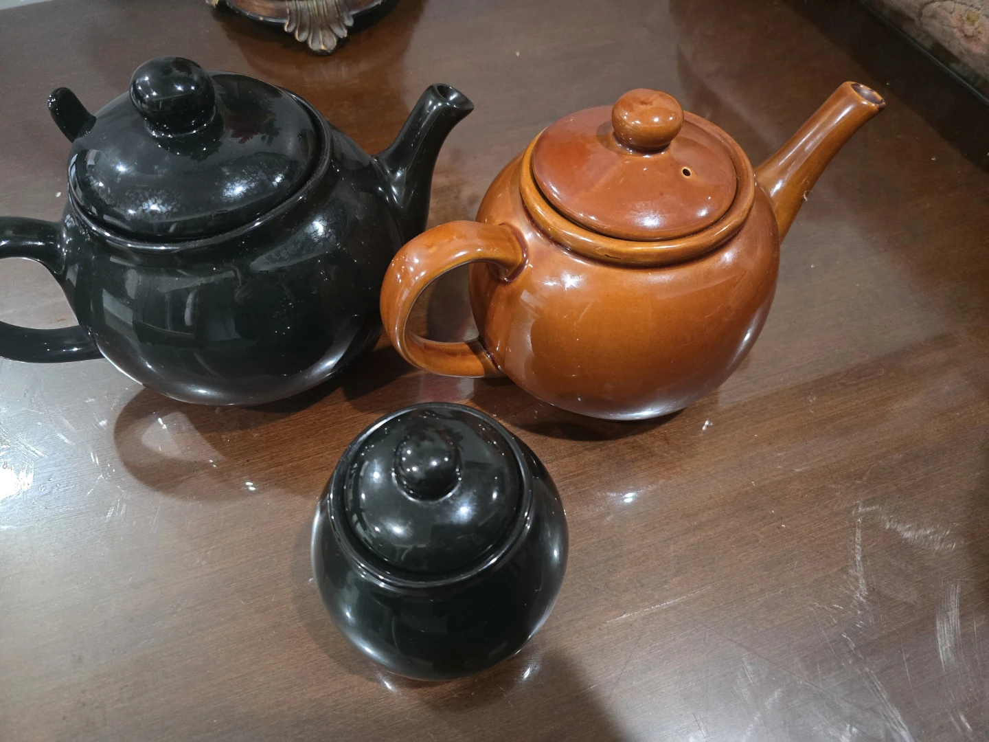 Ceramic Teapots and Sugar Bowl Set