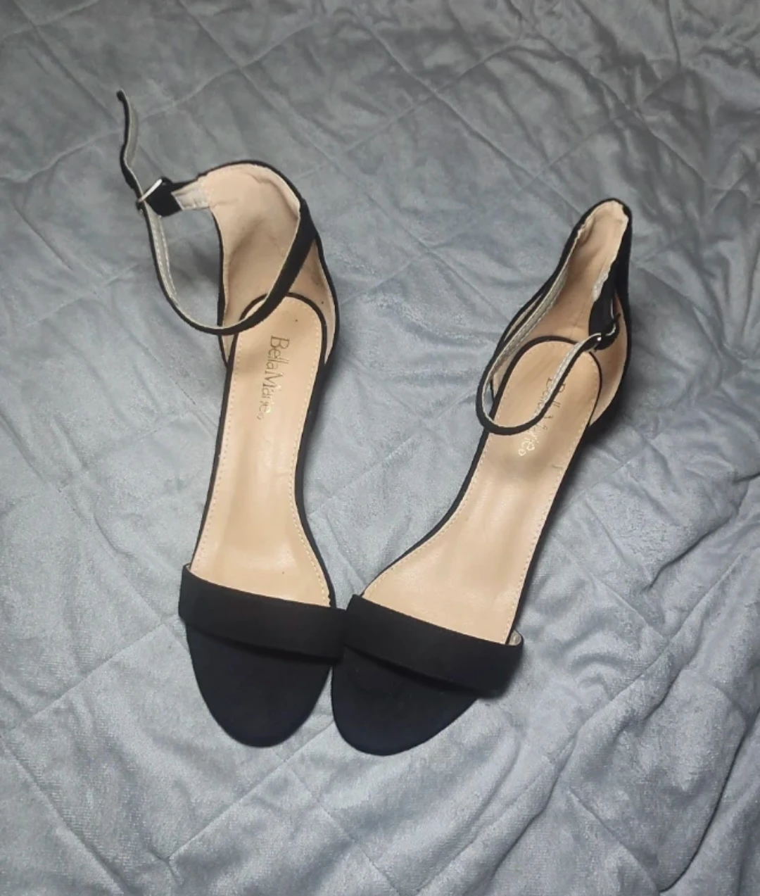 Bella Marie Black Suede Block Heels