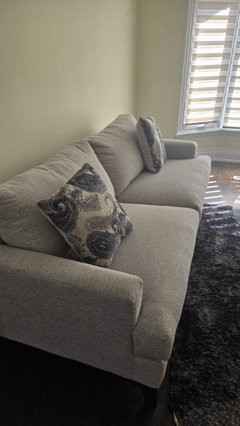 Light Grey Sofa with Patterned Pillows