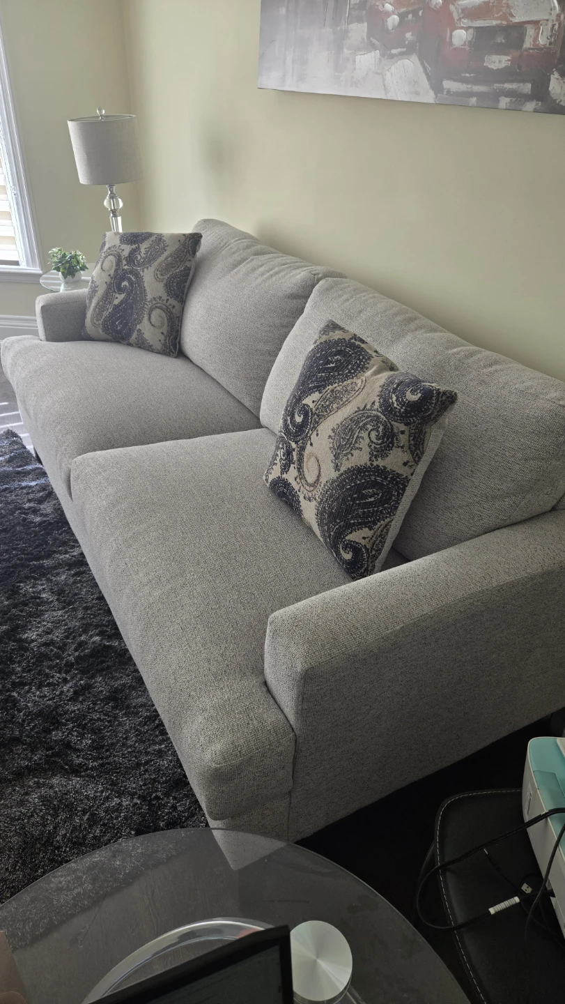 Light Grey Sofa with Patterned Pillows - photo 3