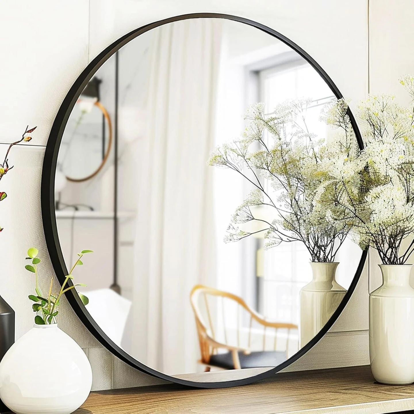 Round Aluminum Alloy Frame Mirror