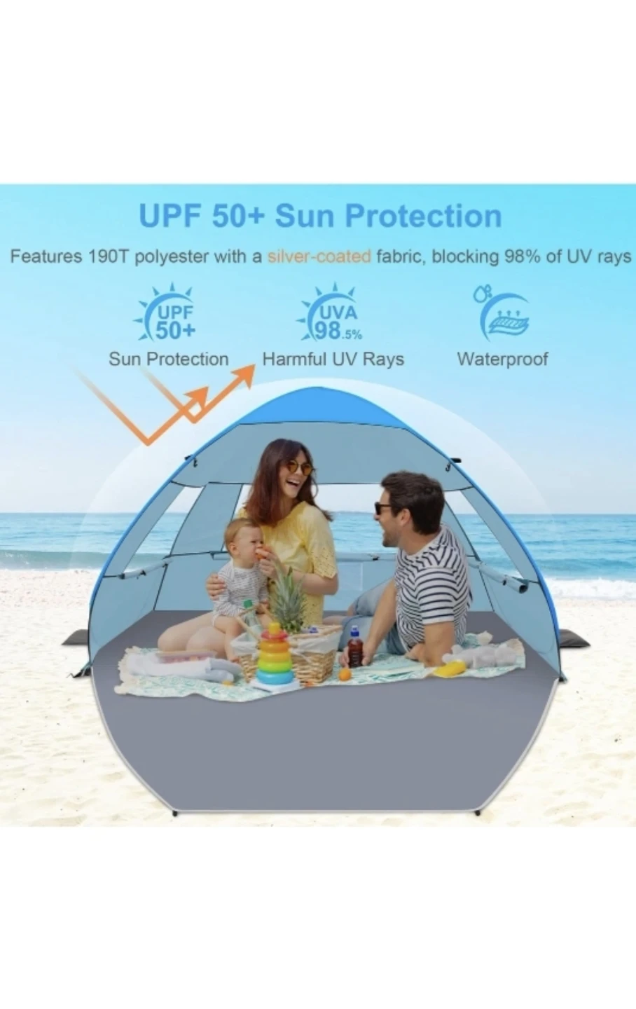 New Gorich Easy Pop Up Beach Tent for 3-4 Person, - photo 2