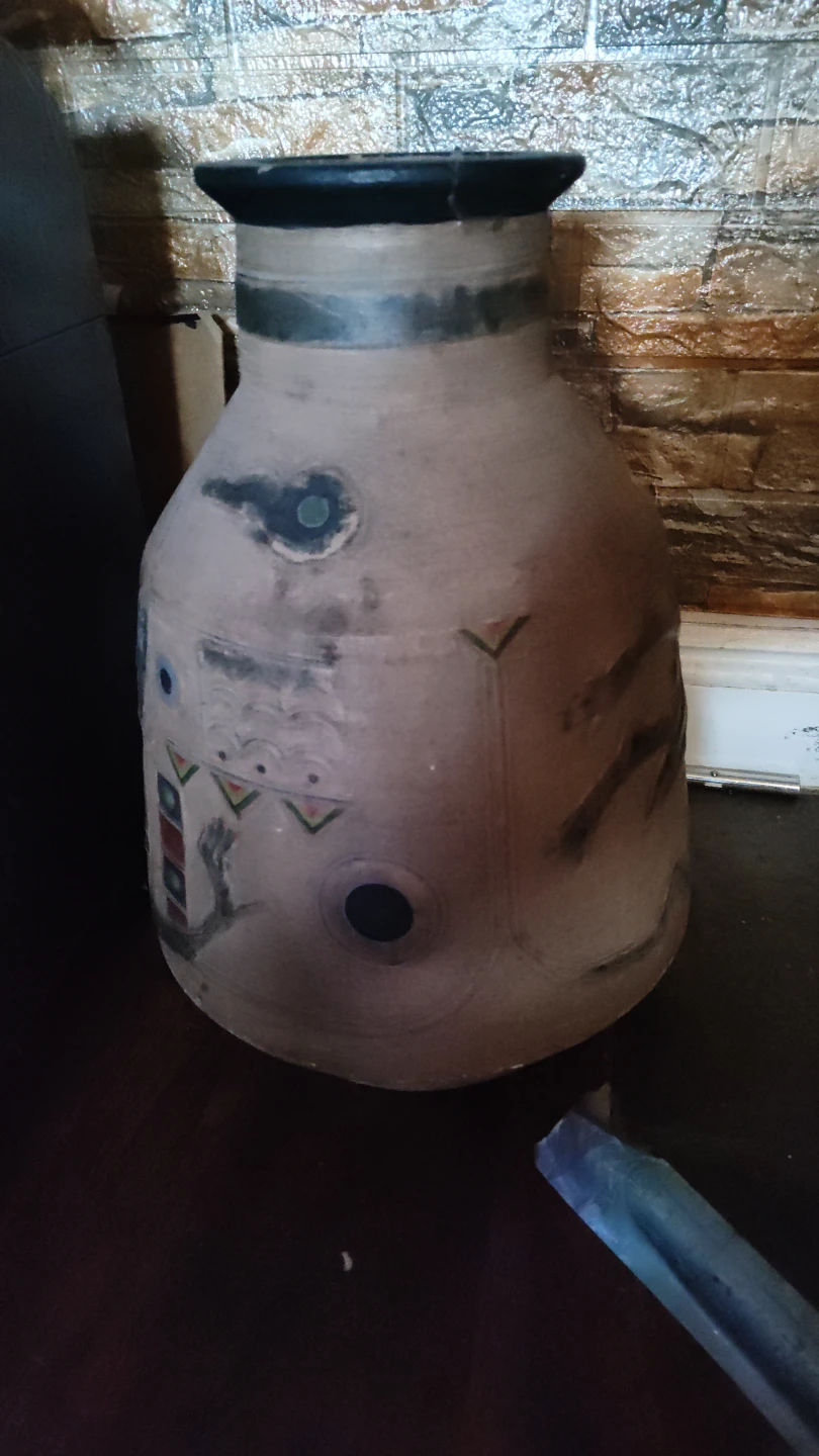 Decorative terracotta large Vase with Abstract Art