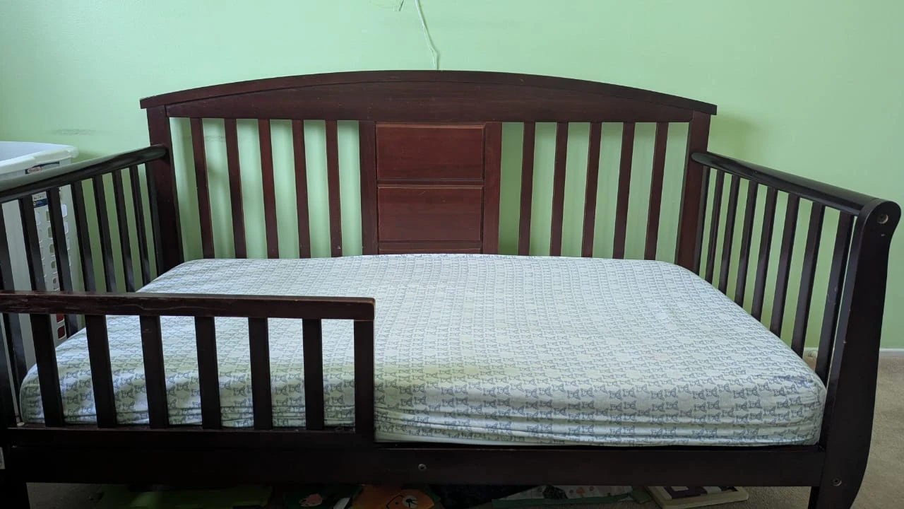 Dark Brown Wooden Toddler Bed