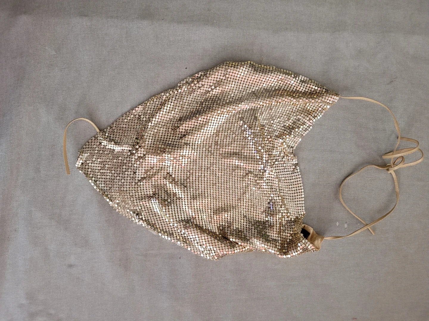 Sexy disco gold open back top