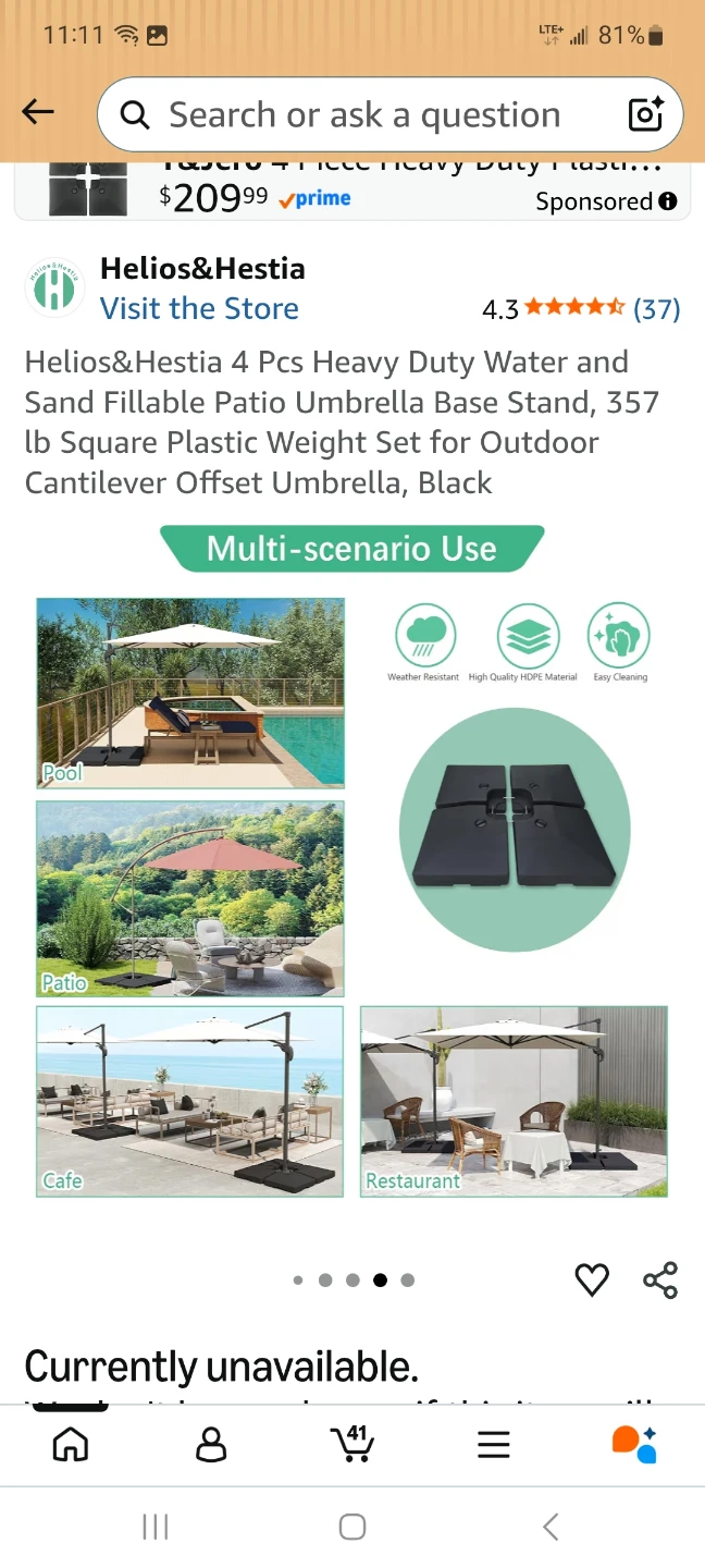 4 Pcs Fillable Patio Umbrella Base Weight Set - Black - photo 3