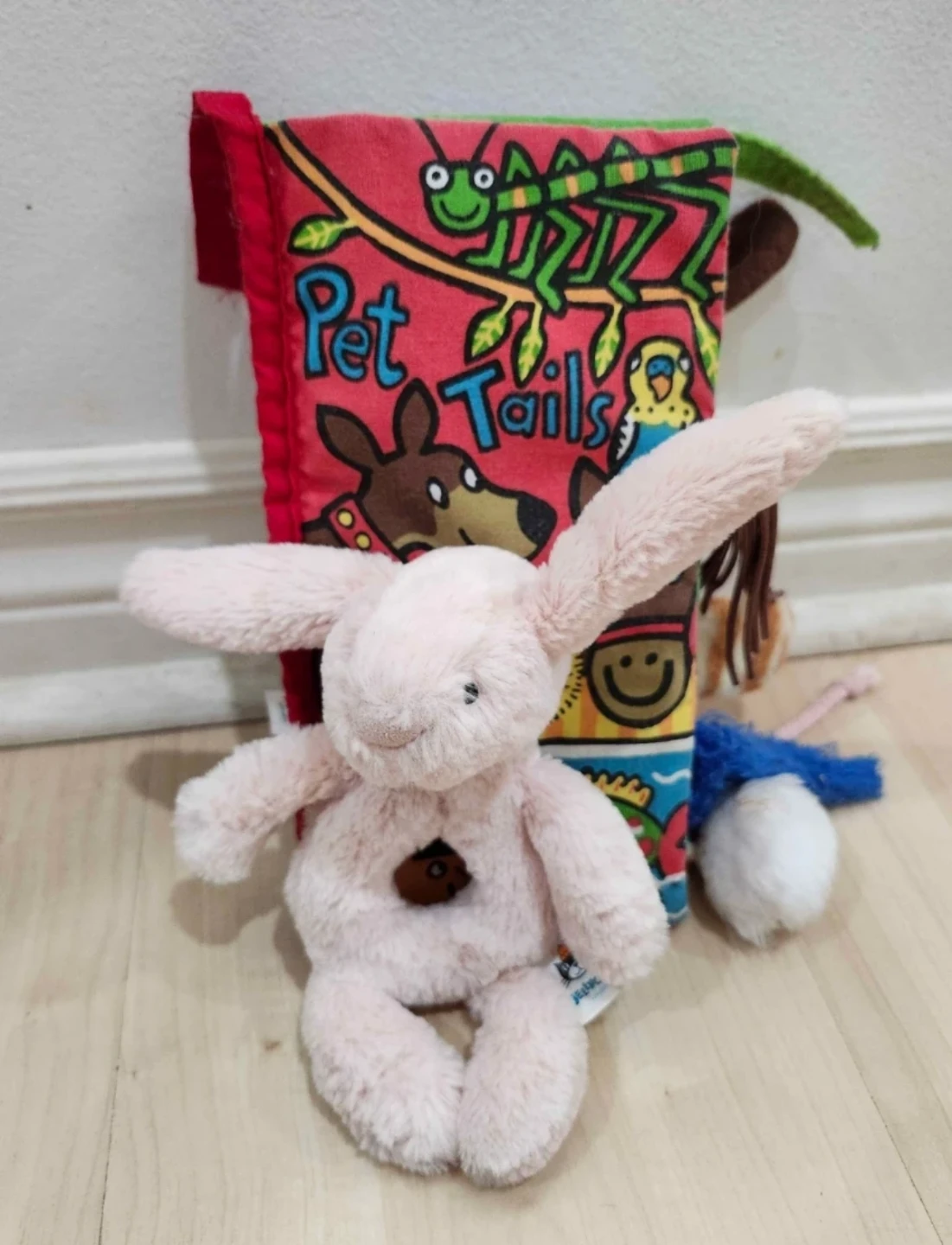 Jellycat Pink Bunny Soft Toy & Pet Tails Book jellycat
