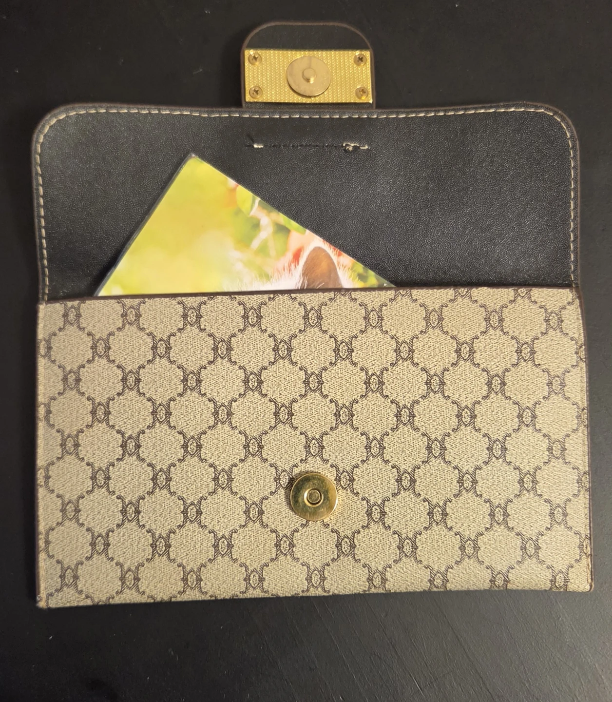 Vintage Clutch Purse with Monogram Pattern