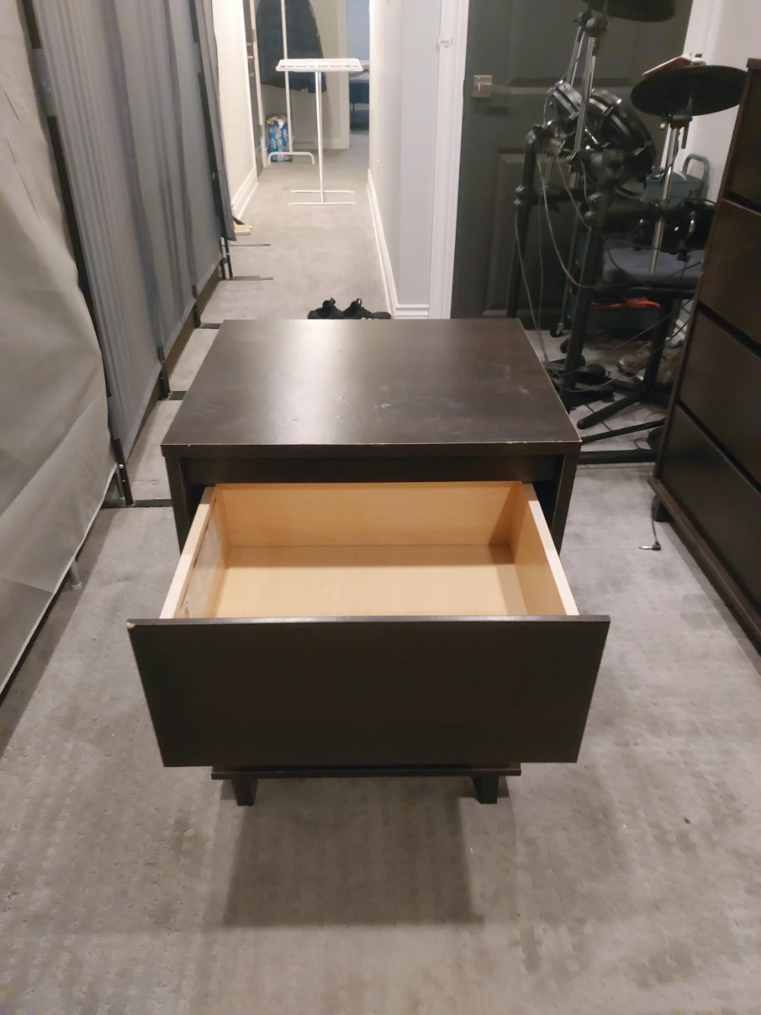 Dark Brown Nightstand with Drawer - photo 2