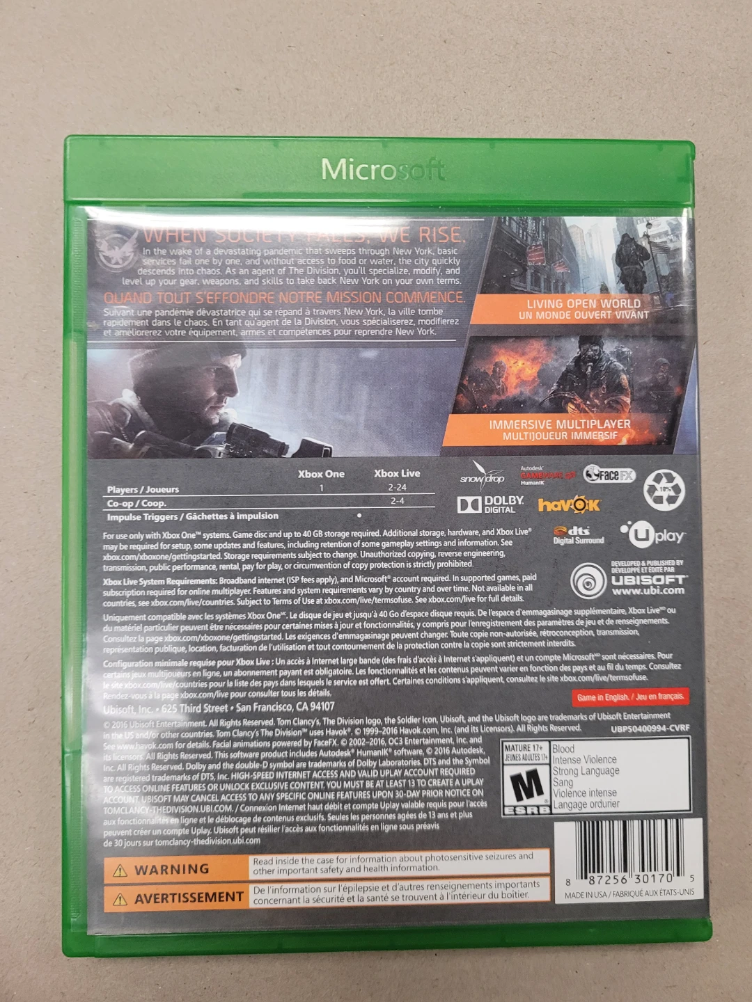 Tom Clancy's The Division Xbox One Game - photo 2