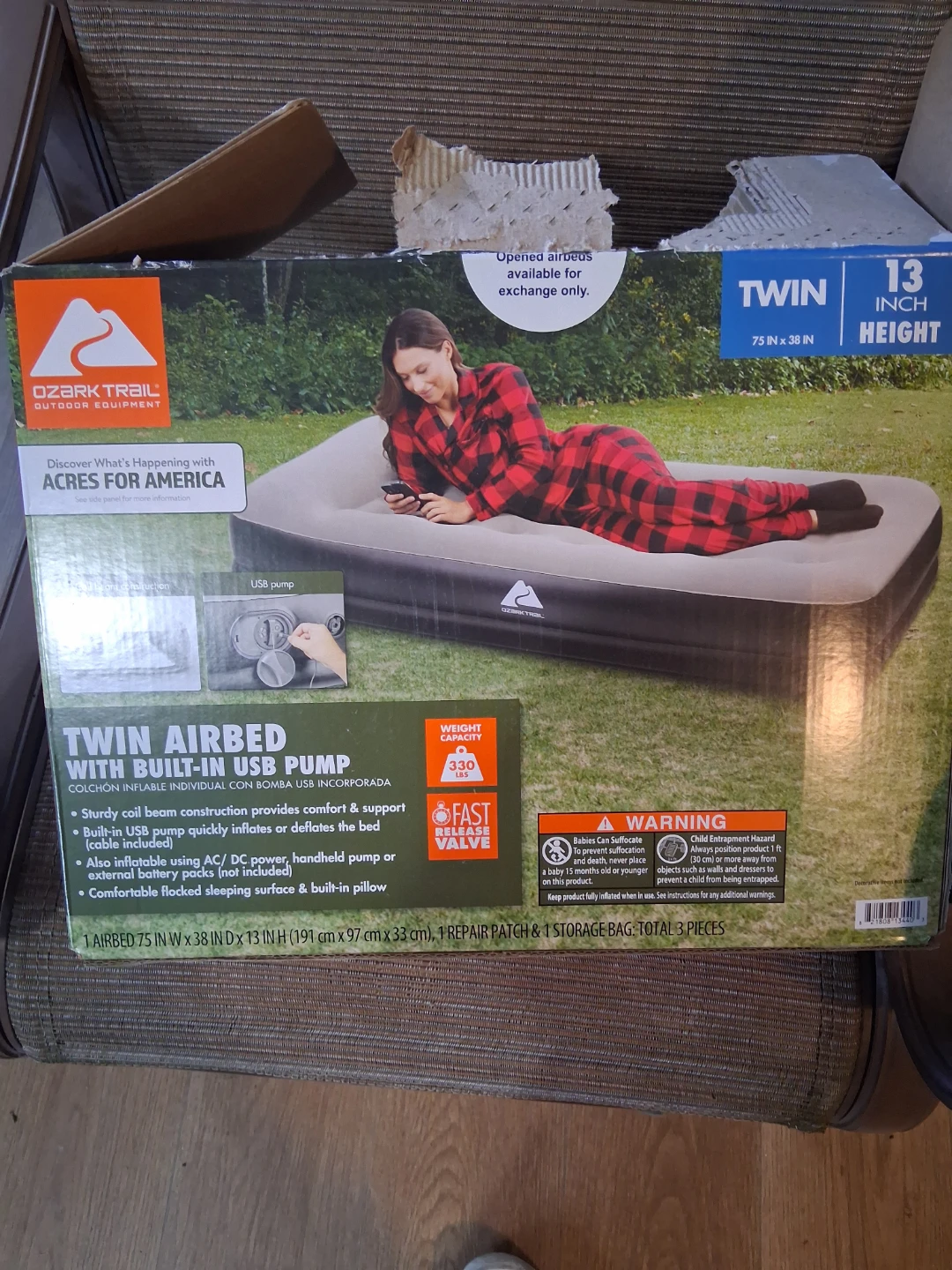 Ozark Trail Twin Airbed with Built-In USB Pump