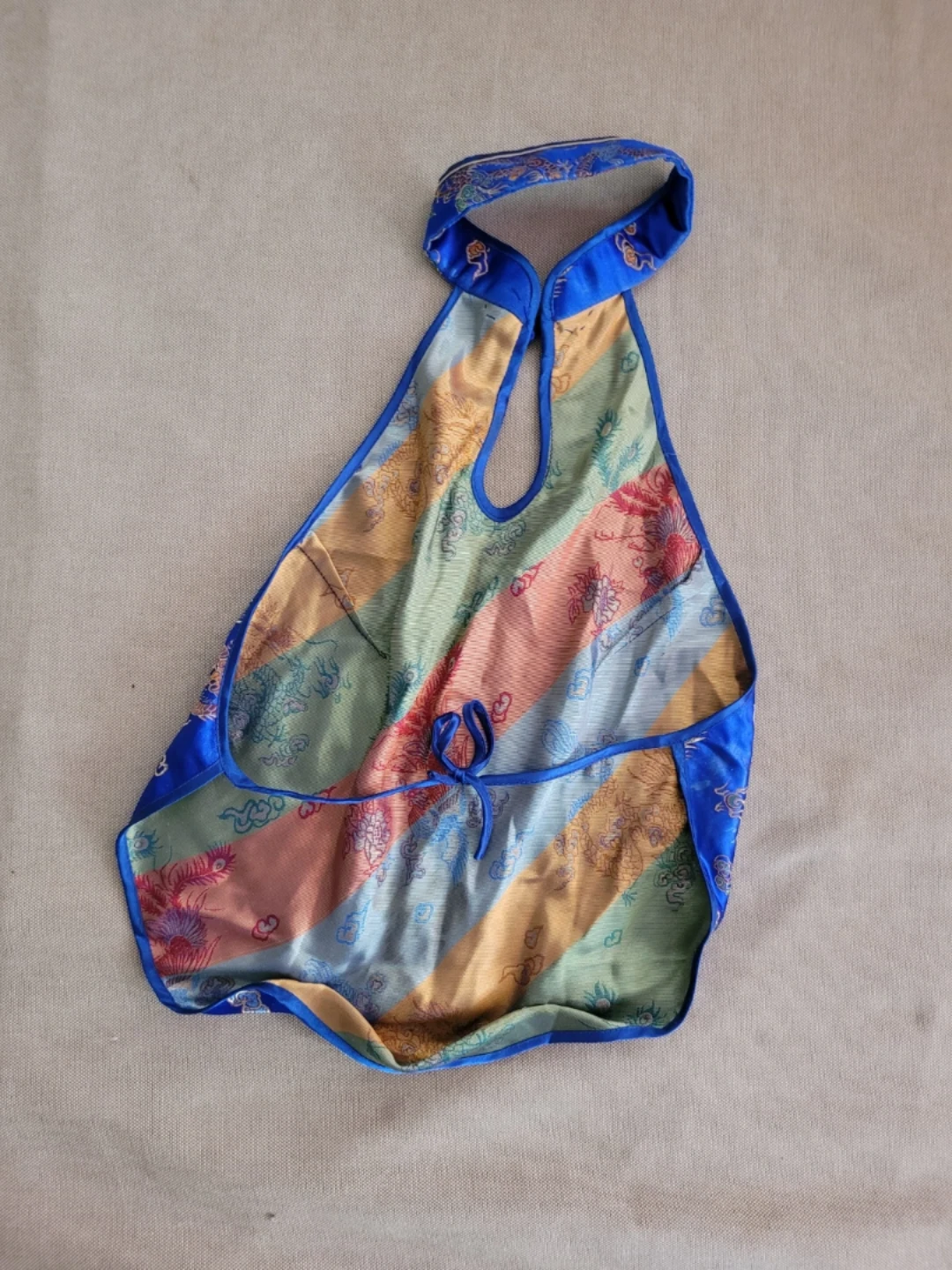 Satin Bag with Dragon & Phoenix Print - sexy open back top - photo 2