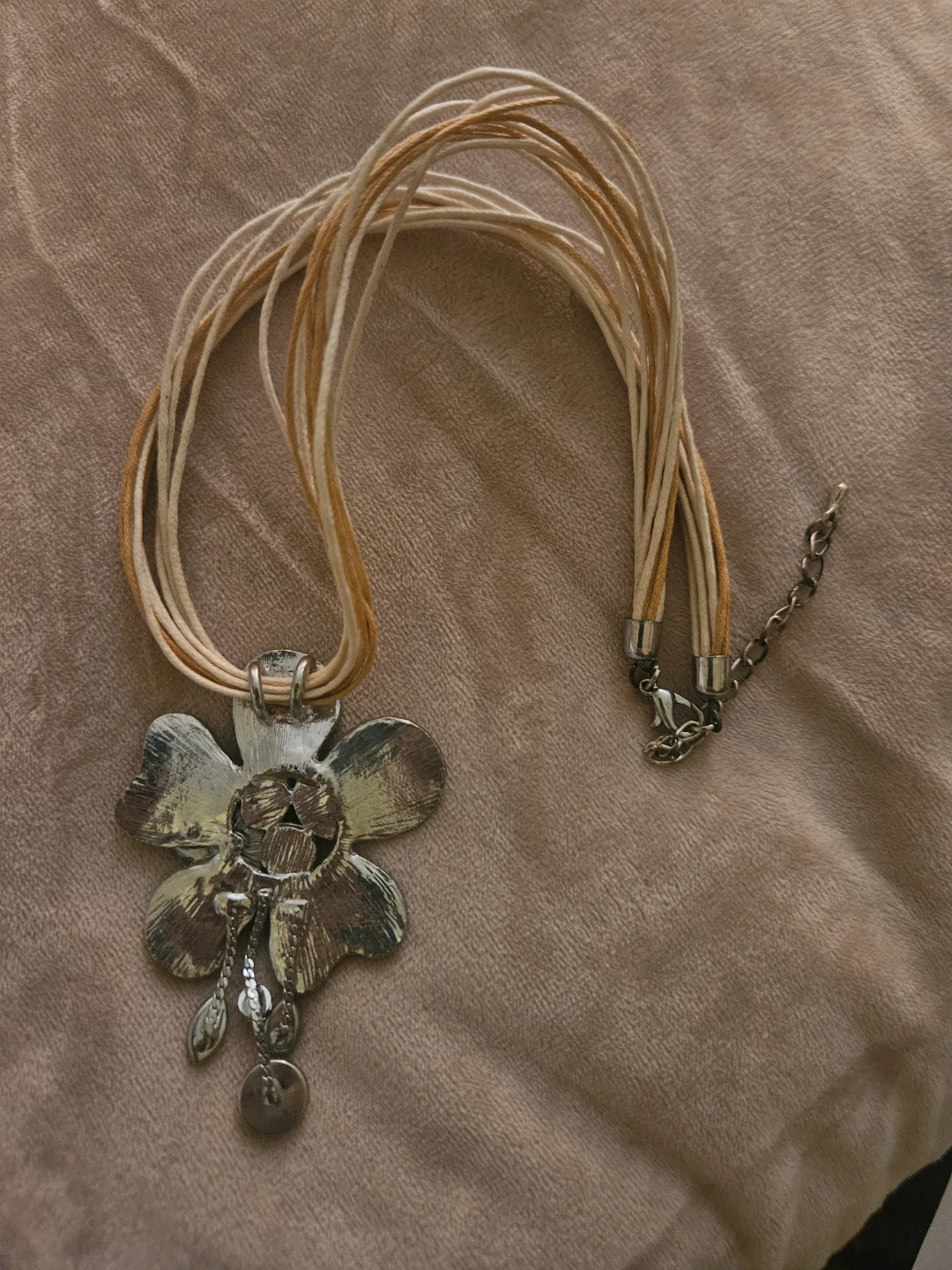 Flower Enamel Pendant Necklace with Multi-Strand Cord - photo 2