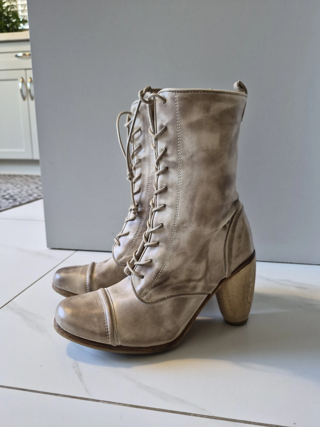 AllSaints Amarante Distressed Leather Boots Size 38