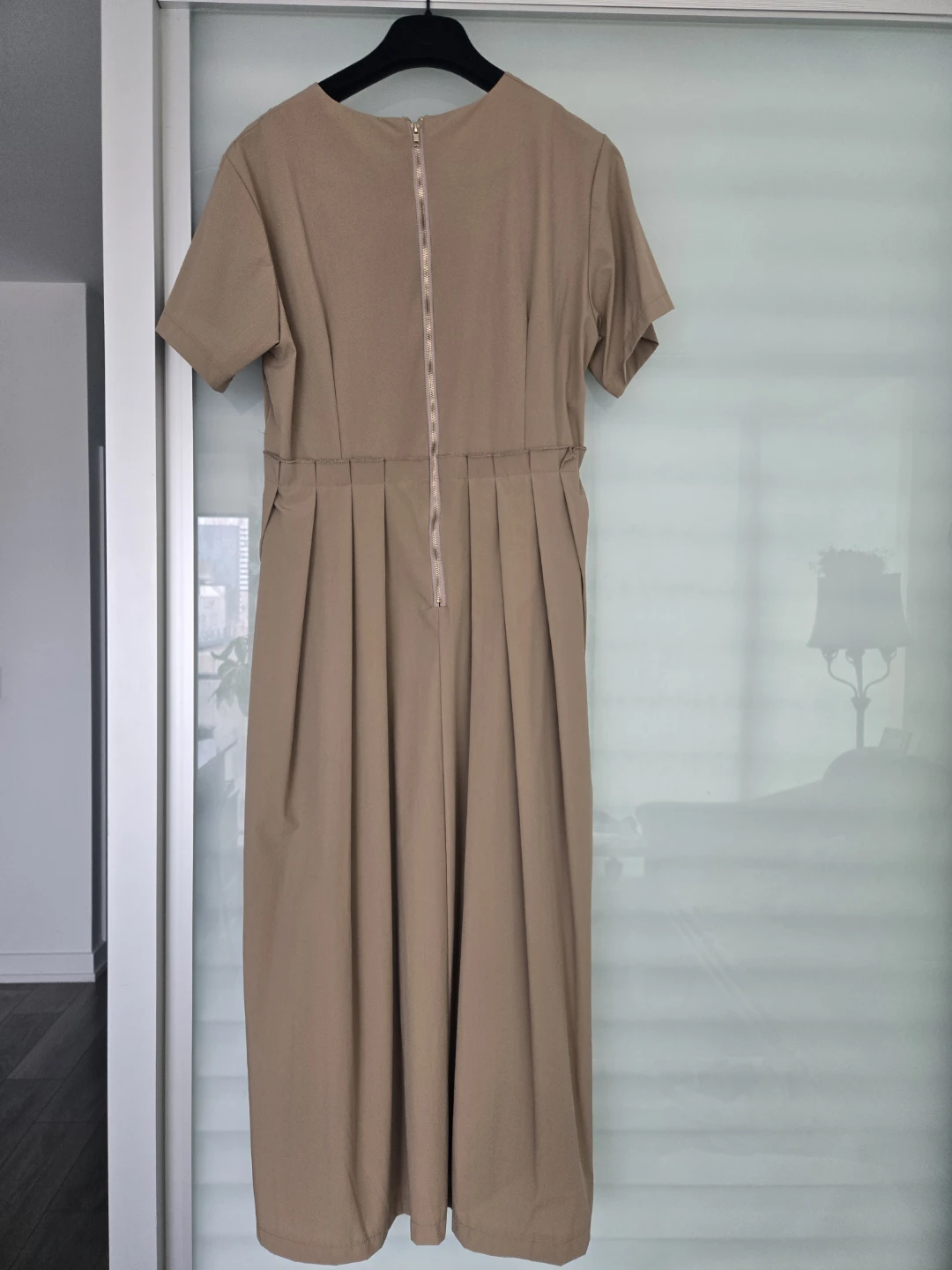 Beige Short Sleeve Midi Dress - photo 2