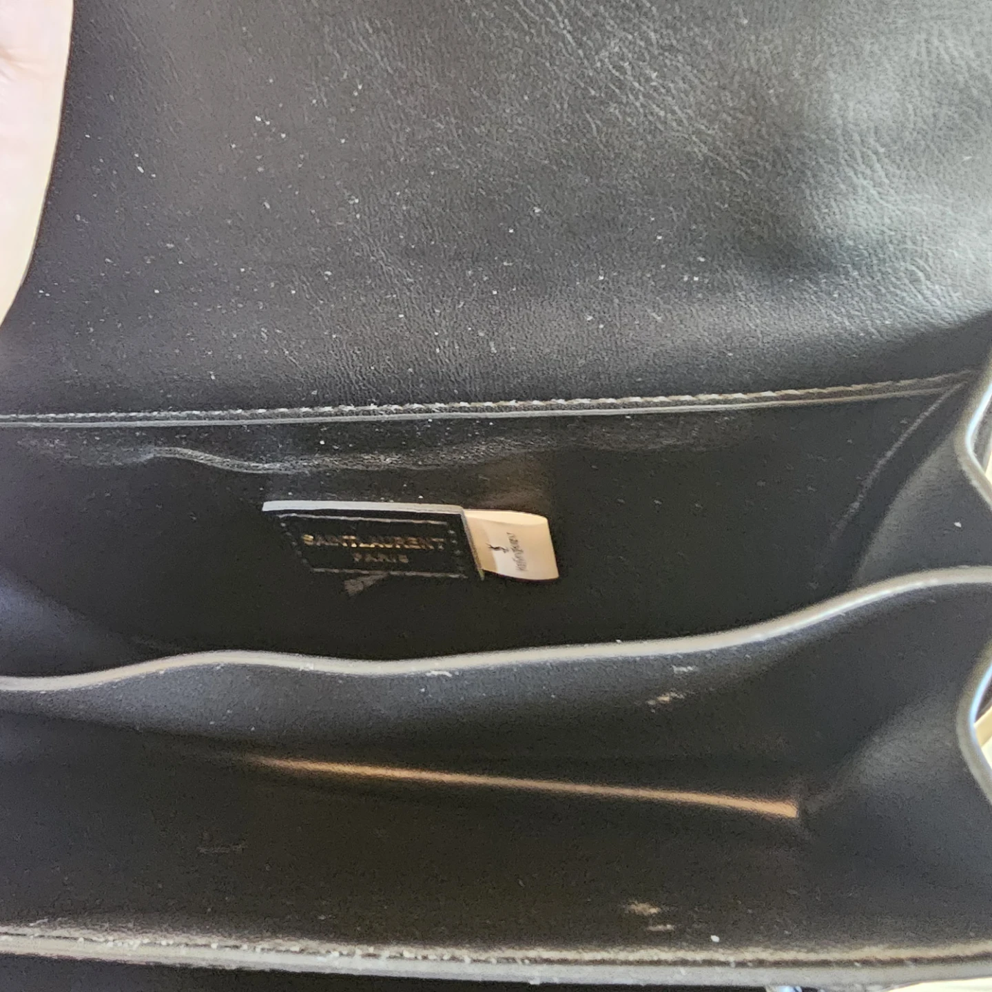 S L Black Leather Monogram Chain Wallet - photo 3