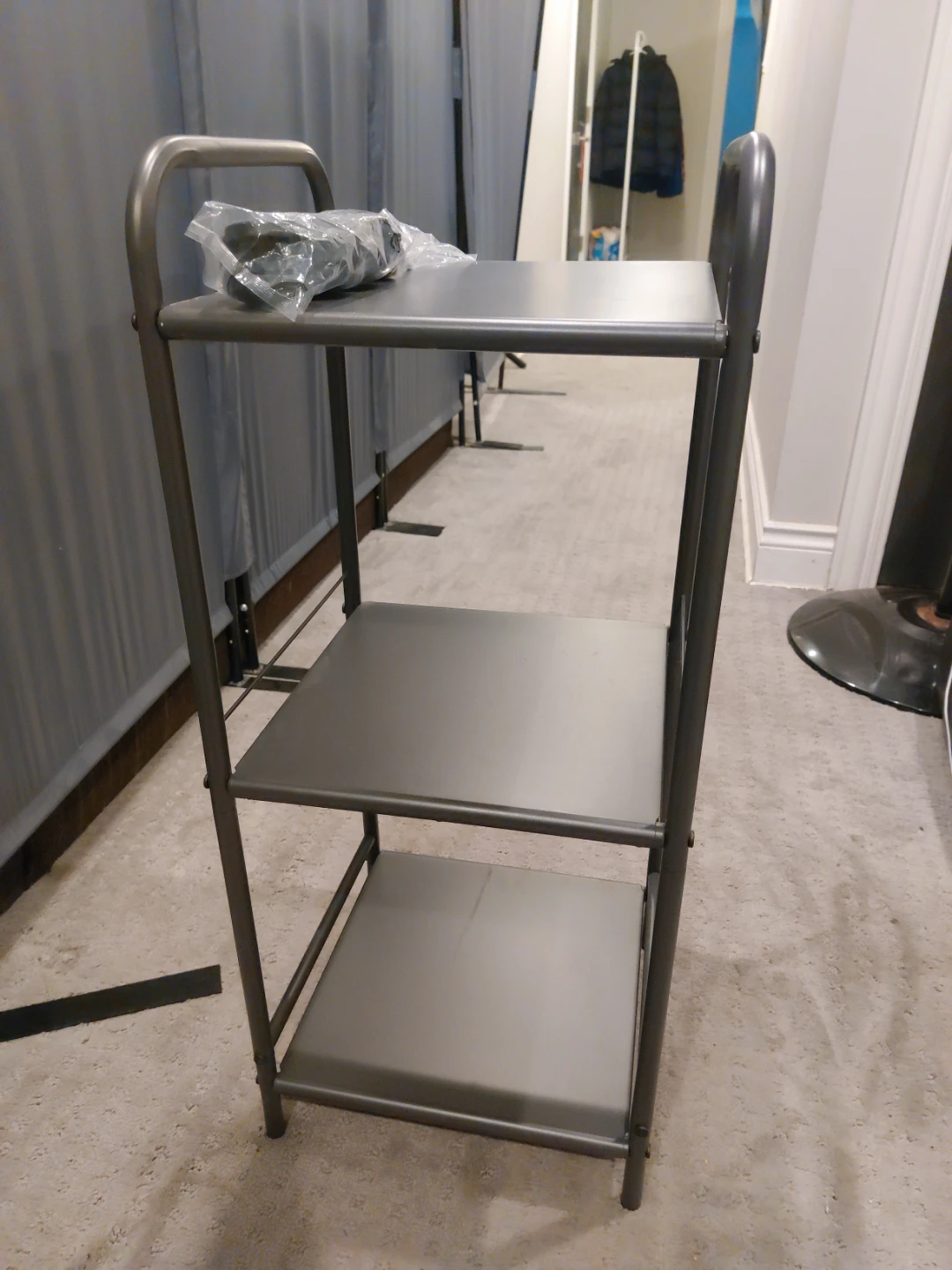 3-Tier Metal Shelf Unit with Wheels