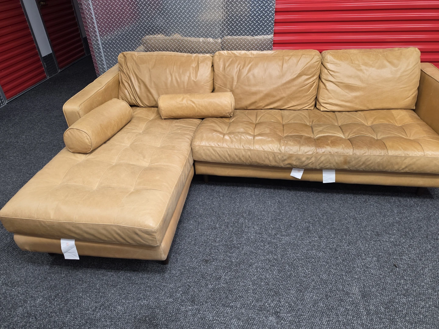 Tan Leather Sectional Sofa
