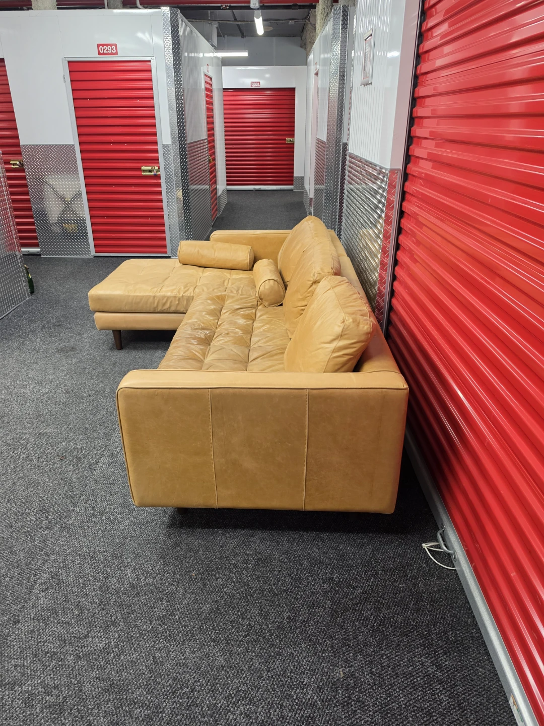Tan Leather Sectional Sofa - photo 4