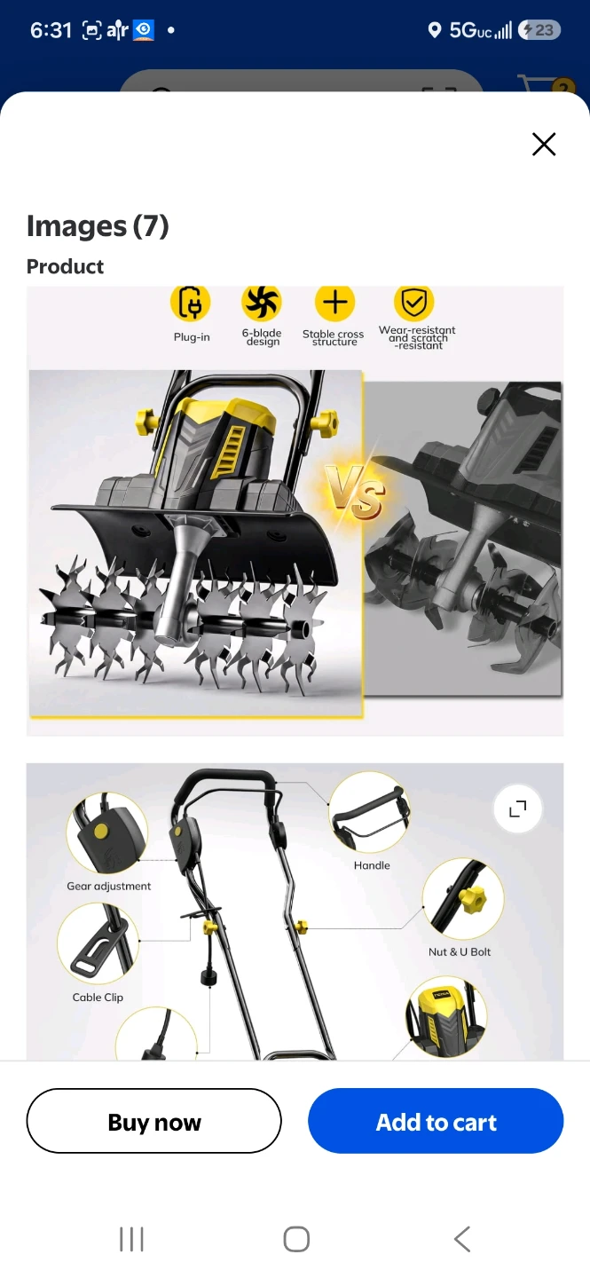 TCISA 16-inch Electric Tiller Cultivator - photo 3
