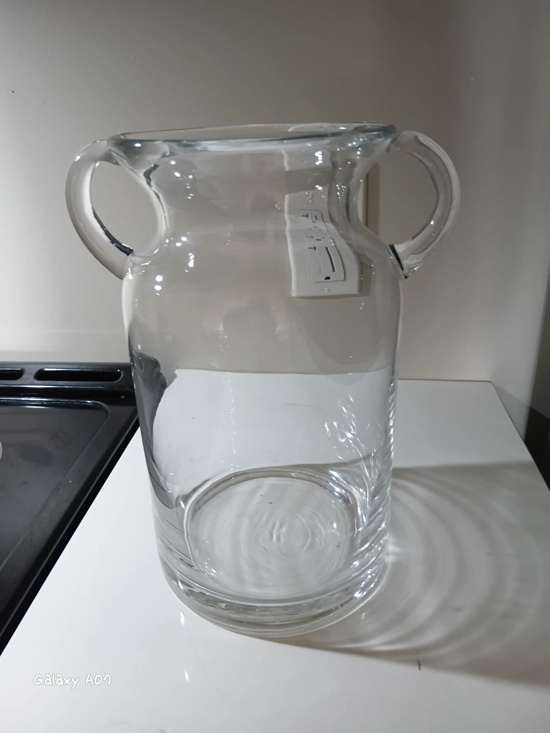 Clear Glass Jug Vase with Handles