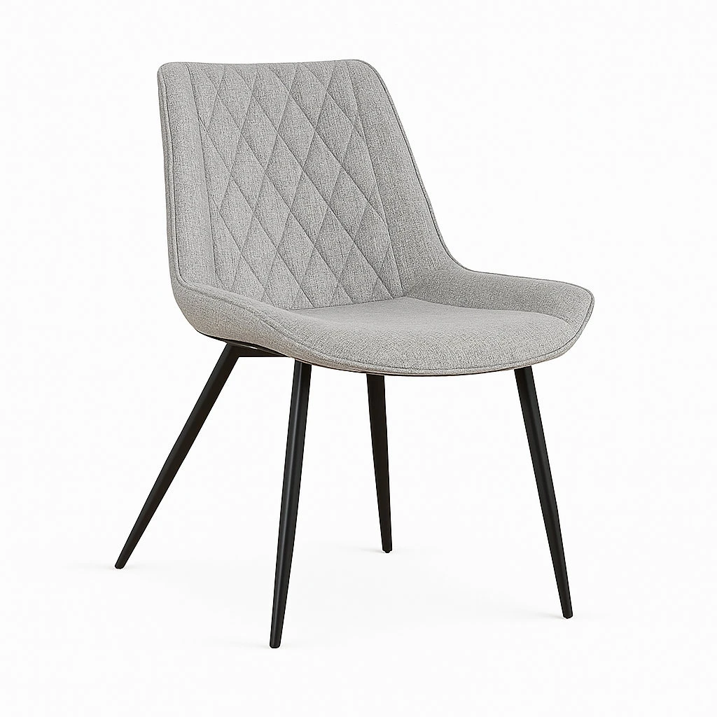 Brand new Set of 4 Grey Dining Chairs with Black Metal Legs