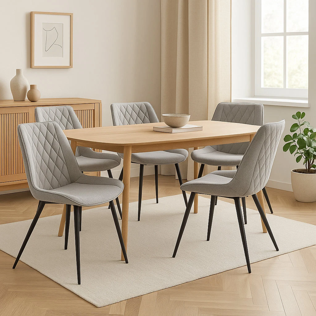 Brand new Set of 4 Grey Dining Chairs with Black Metal Legs - photo 3