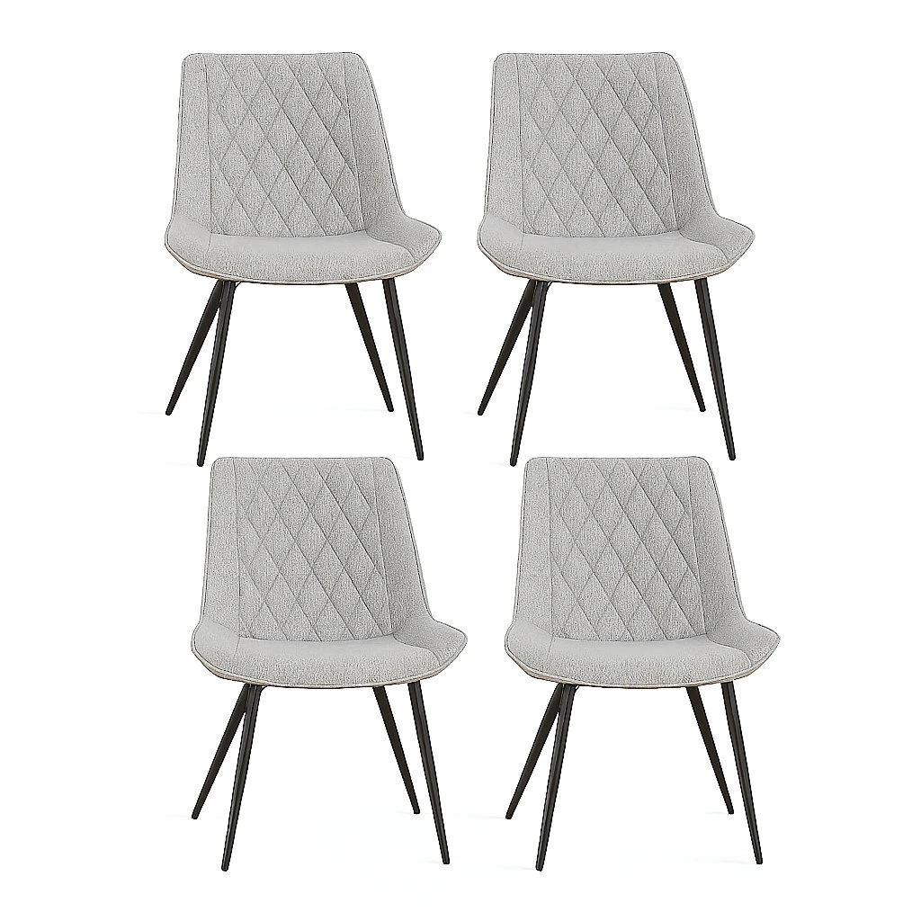 Brand new Set of 4 Grey Dining Chairs with Black Metal Legs - photo 4