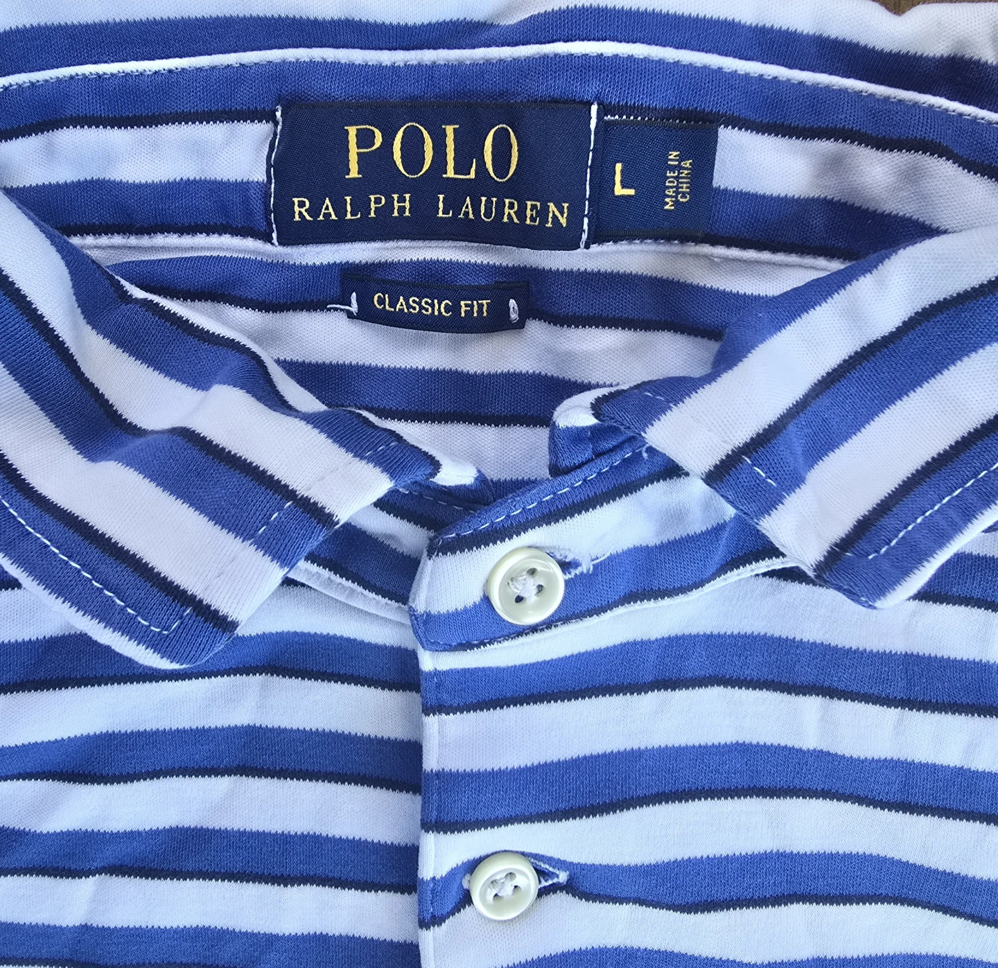 Polo Ralph Lauren Blue Striped Classic Fit Polo Shirt Size L - photo 3