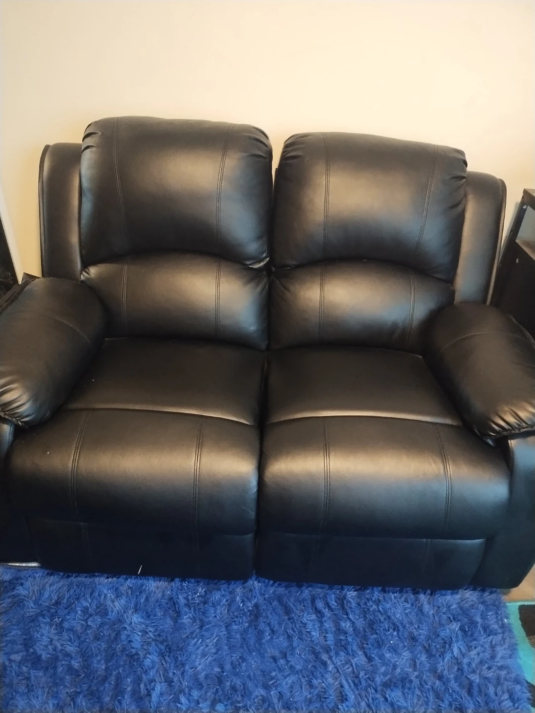 Black Faux Leather Double Recliner Sofa