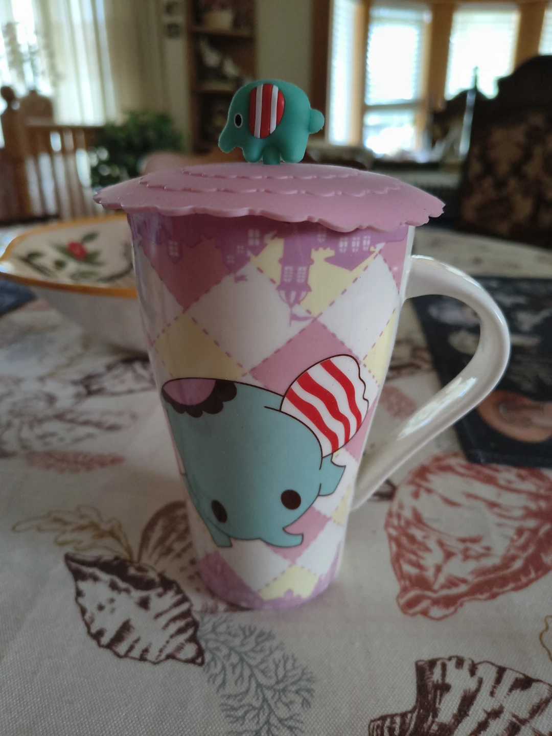 Sentimental Circus Elephant Mug with Lid