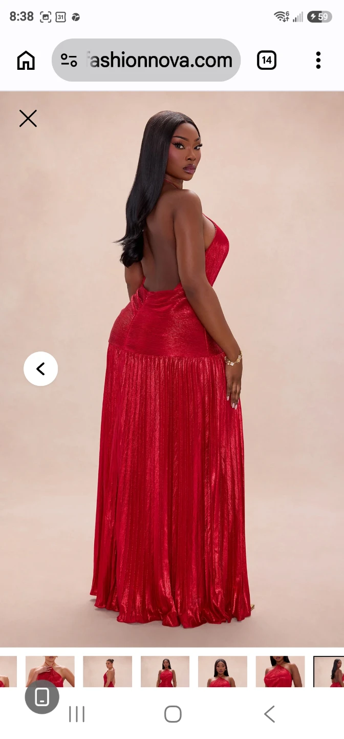 Fashion Nova Red Sparkle Halter Maxi Dress