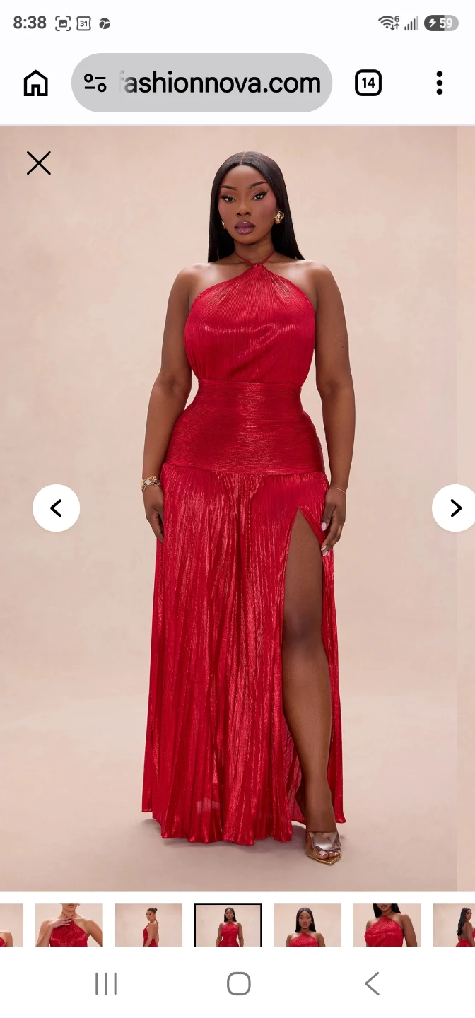 Fashion Nova Red Sparkle Halter Maxi Dress - photo 2