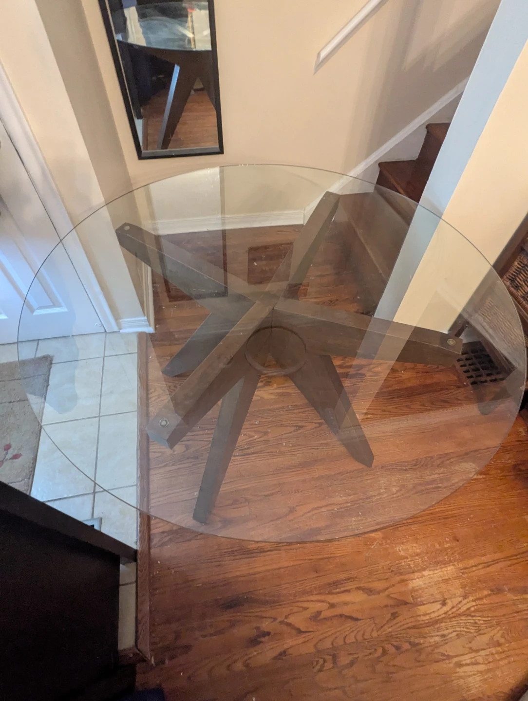 EQ3 Round Glass Top Husk Dinette Dining Table