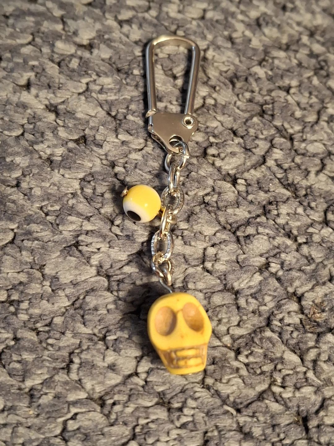Yellow Skull Keychain with  Evil Eye Charm - photo 2