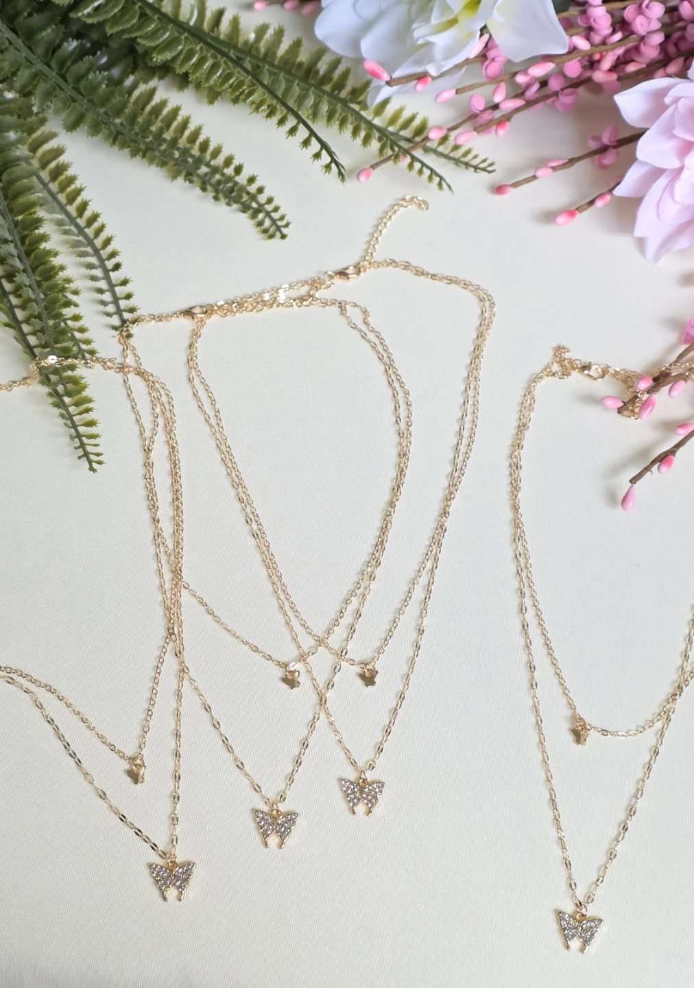 Gold Butterfly Layered Necklaces Set - photo 2