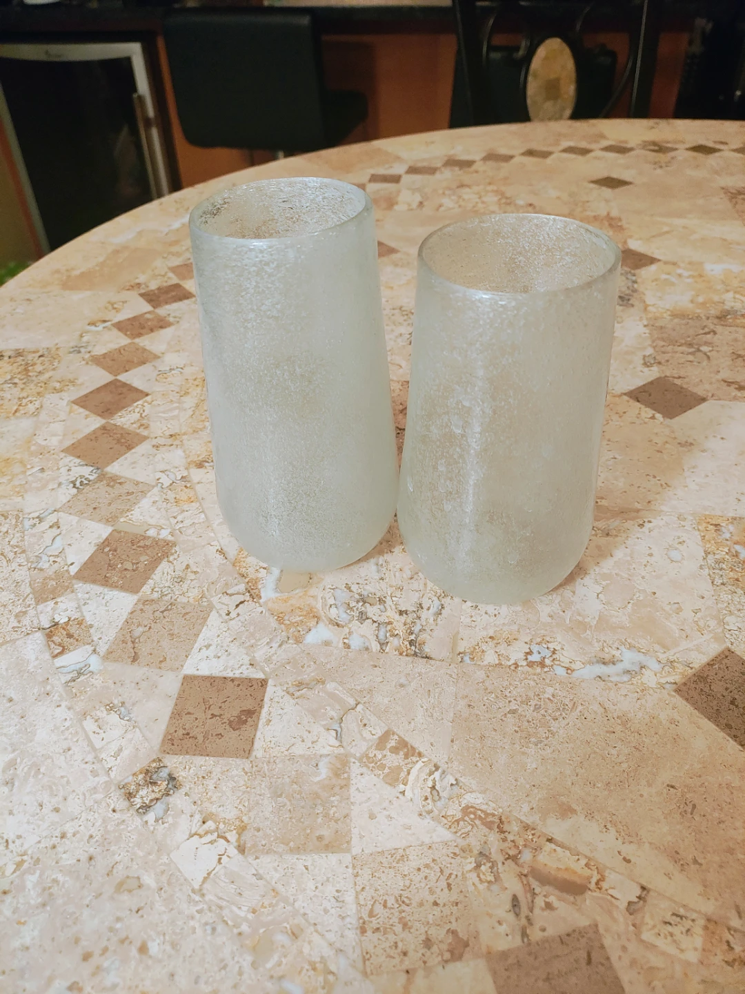 Set of 2 Frosted Glass Cylinder Vases