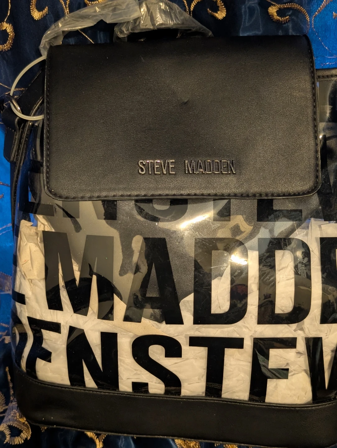 Steve Madden Clear Backpack with Black Trim and Pouch - photo 2
