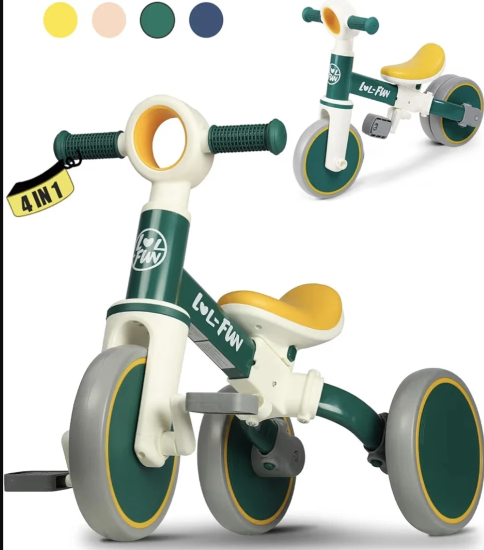 LUL-FUN 4-in-1 Balance Bike Tricycle for Toddlers