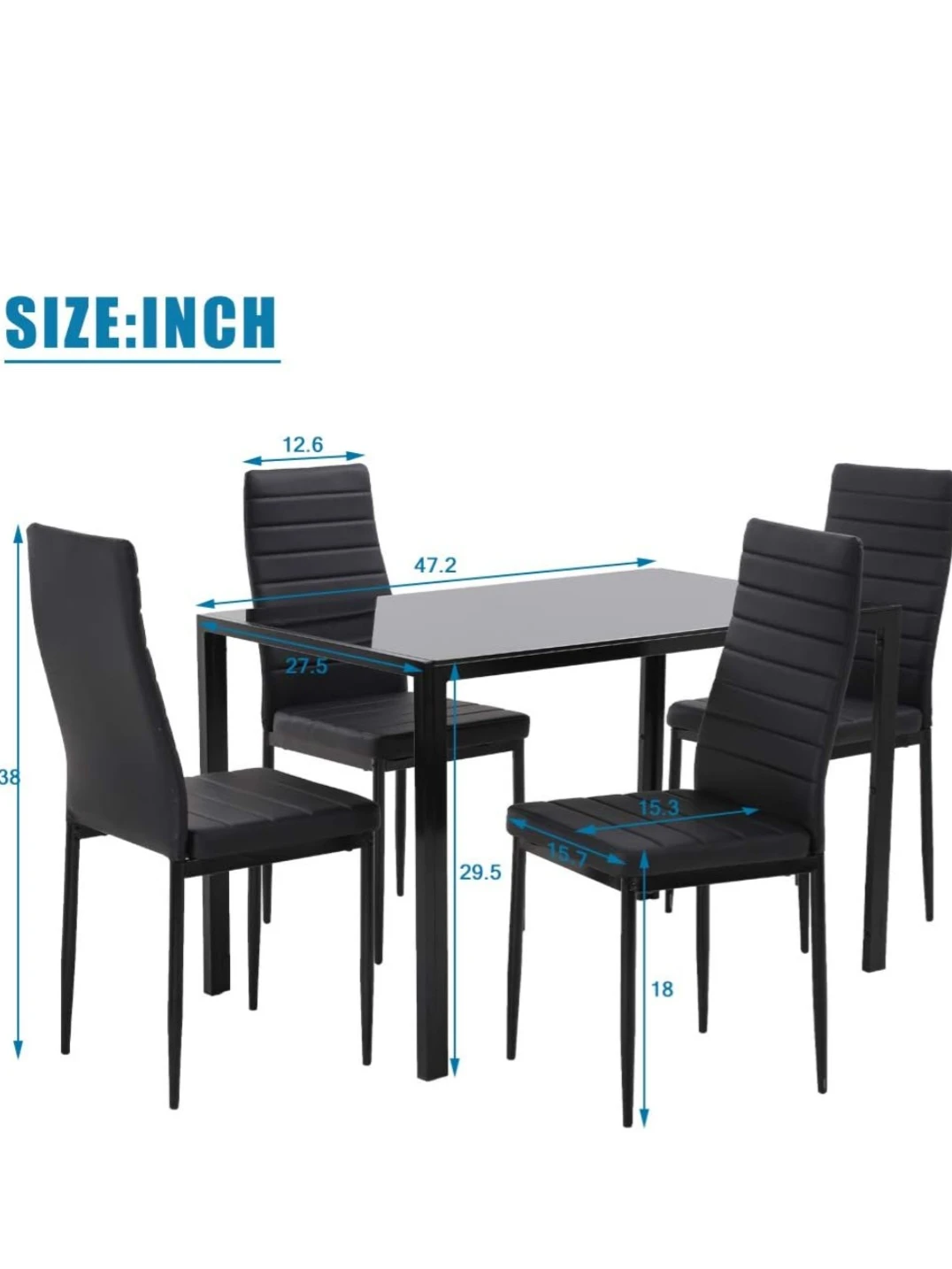 Black Dining Table Set with 4 Chairs - photo 2