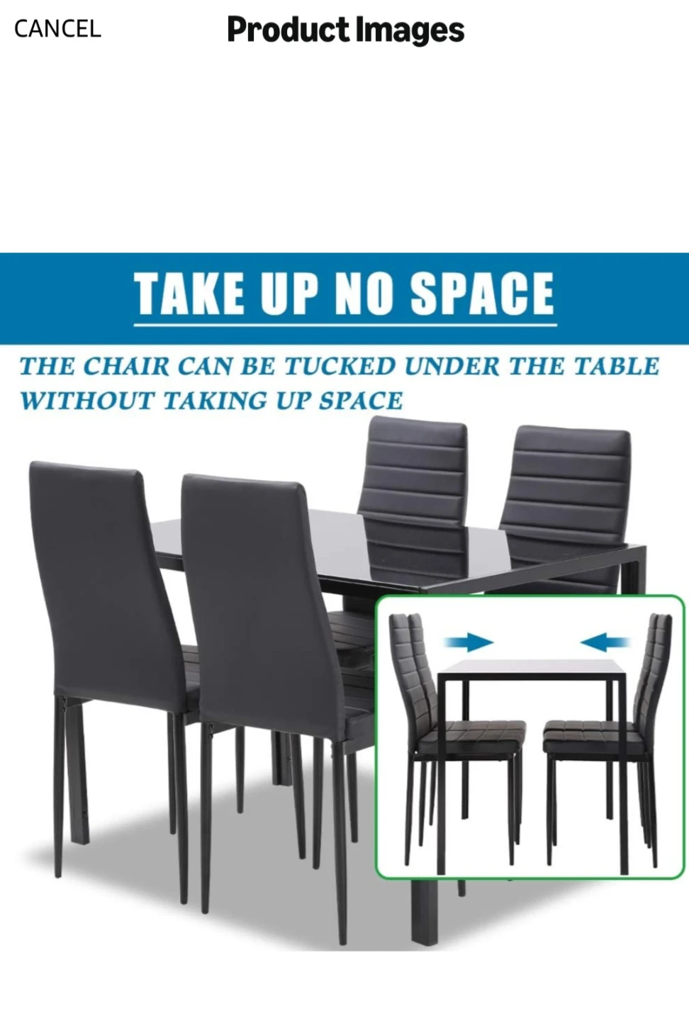 Black Dining Table Set with 4 Chairs - photo 3
