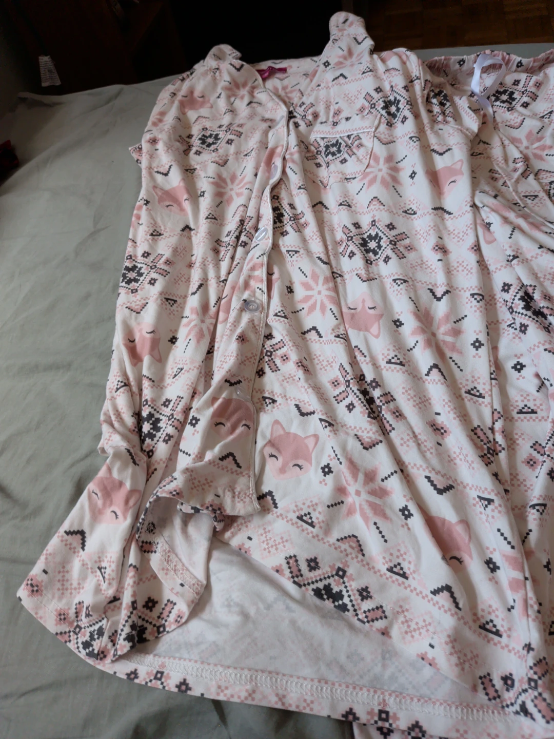 Pink Fox Pattern Pajama Set - photo 2