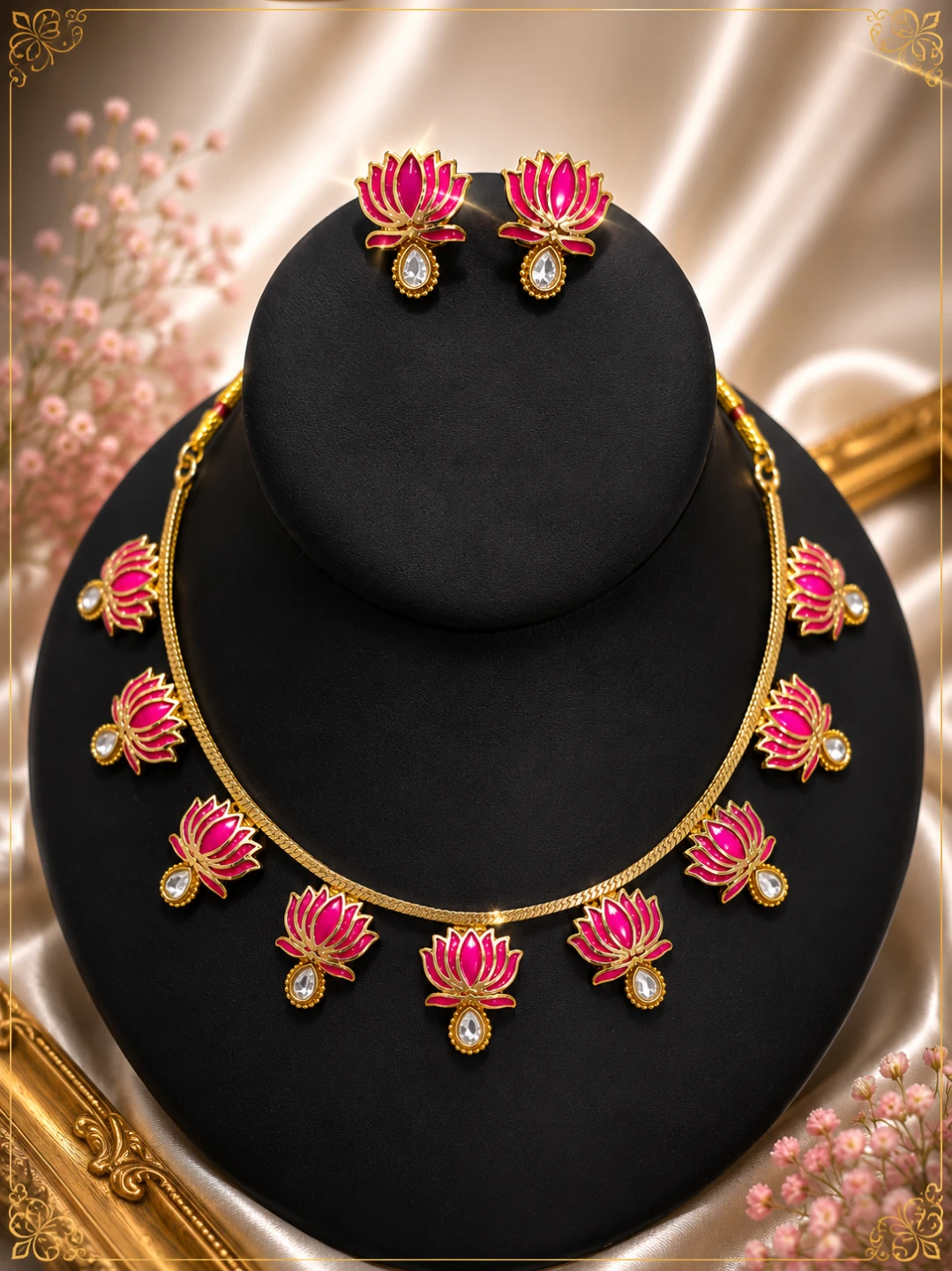 Bloom in Style – Pink Lotus Necklace Set ✨ - photo 2