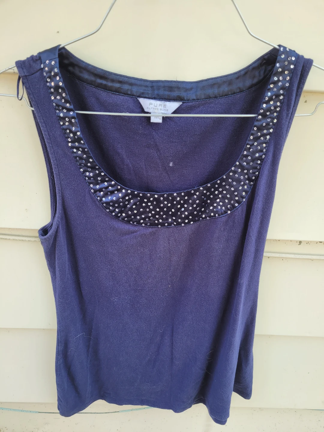 Pure Alfred Sung Blue Embellished Tank Top