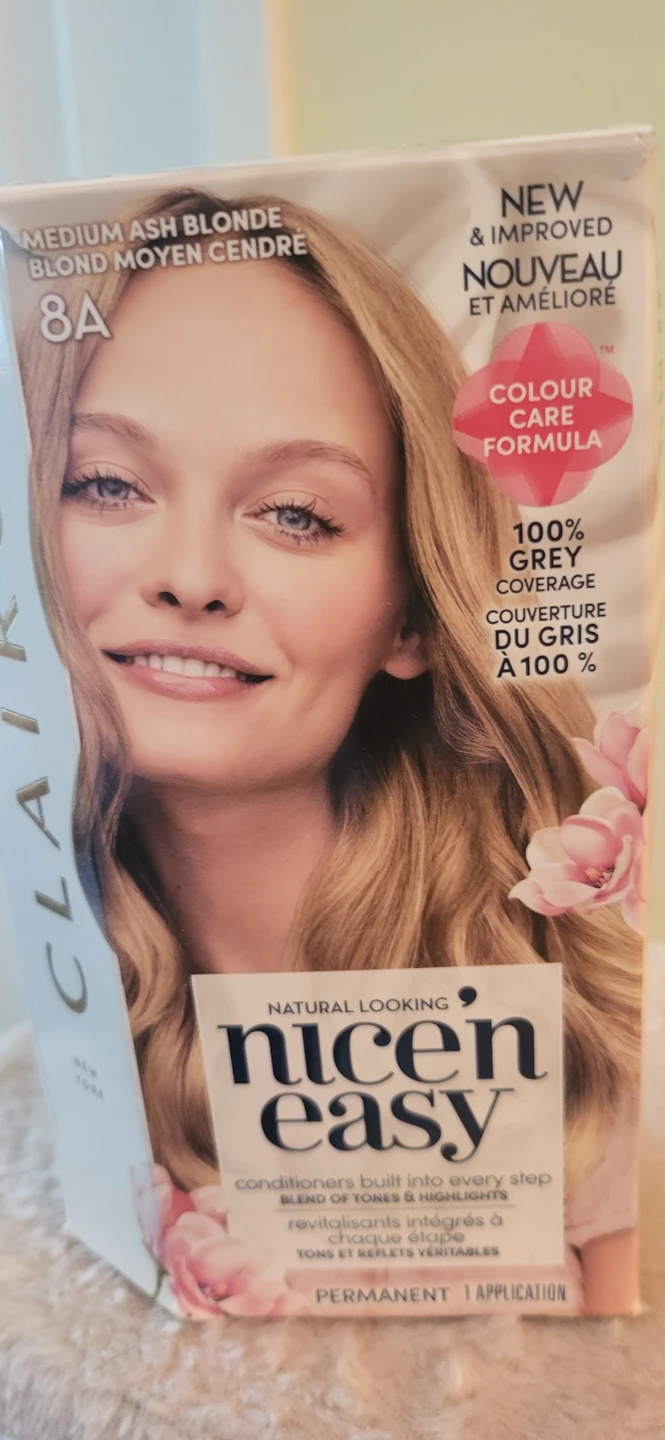 1/2 box Clairol Nice 'n Easy 8A Medium Ash Blonde Hair Colour