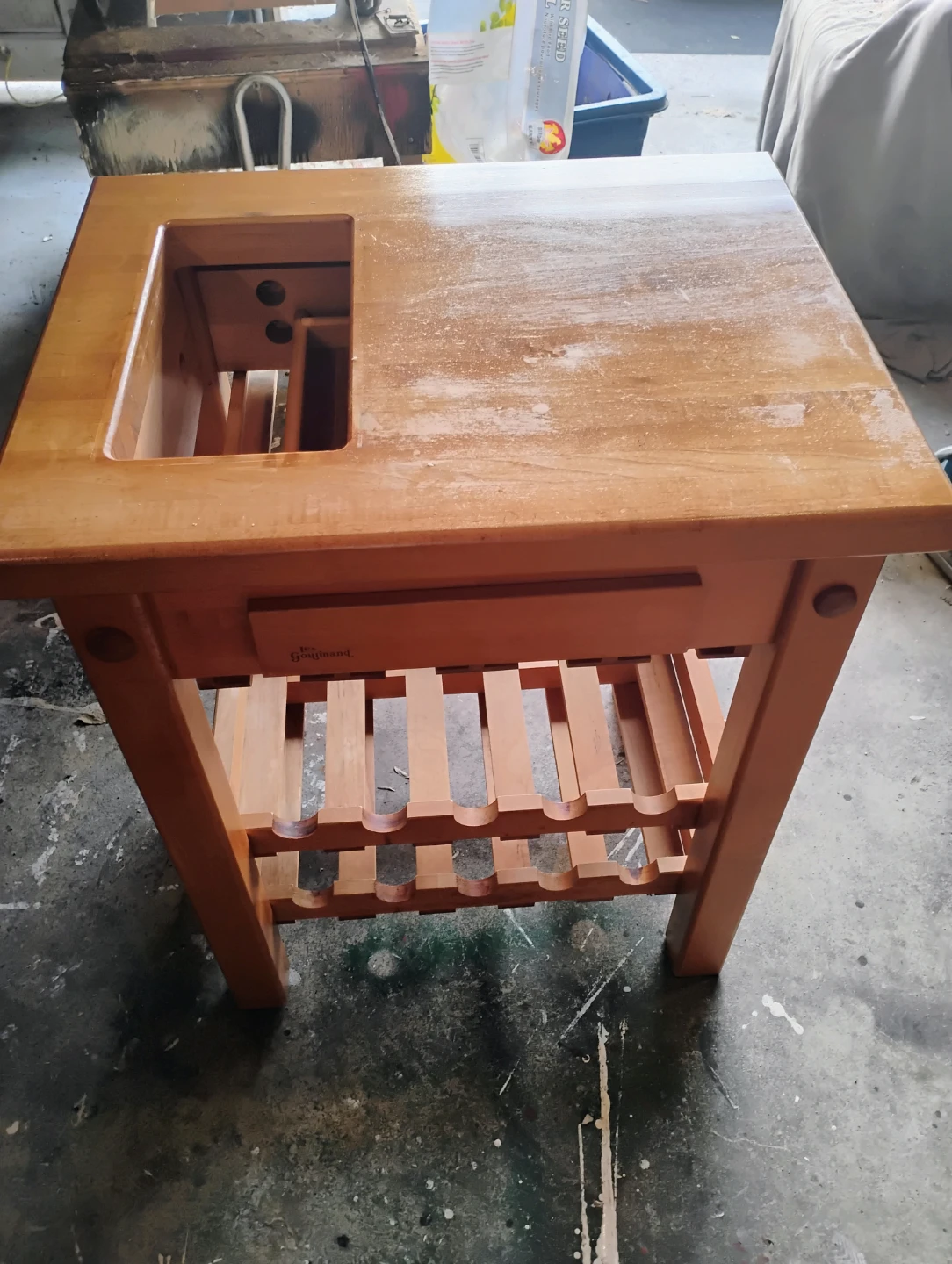 Wooden Kitchen Cart with Wine Rack