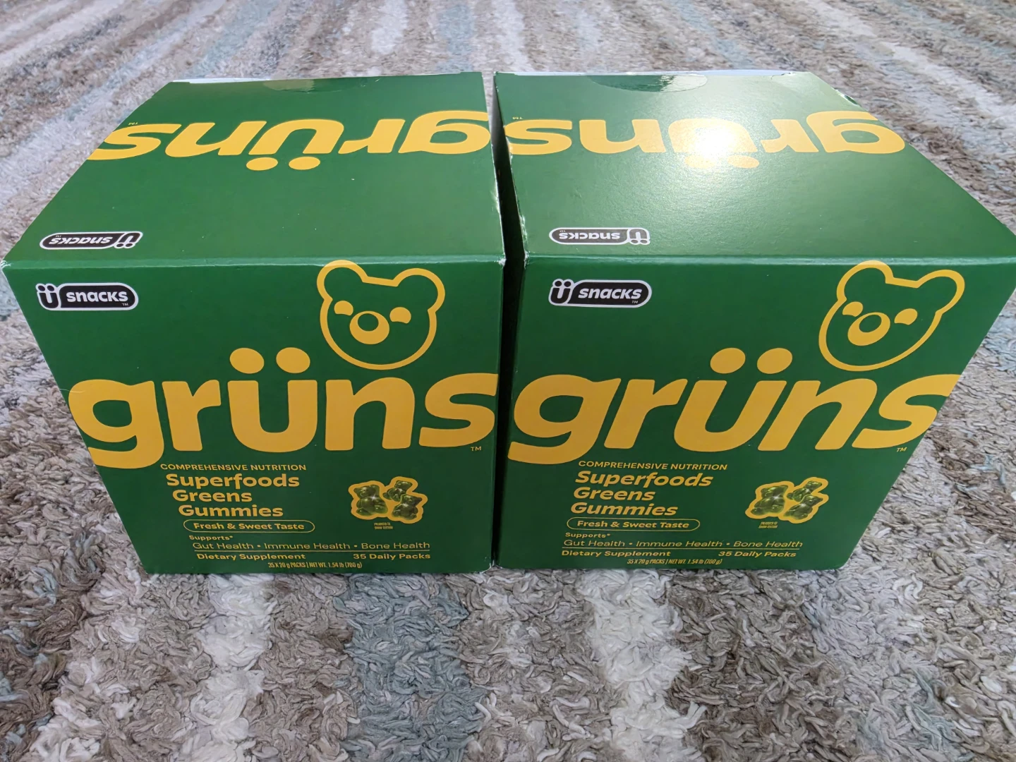 2 PACK Grüns Adult Greens Gummies, 35 Daily Packs Each